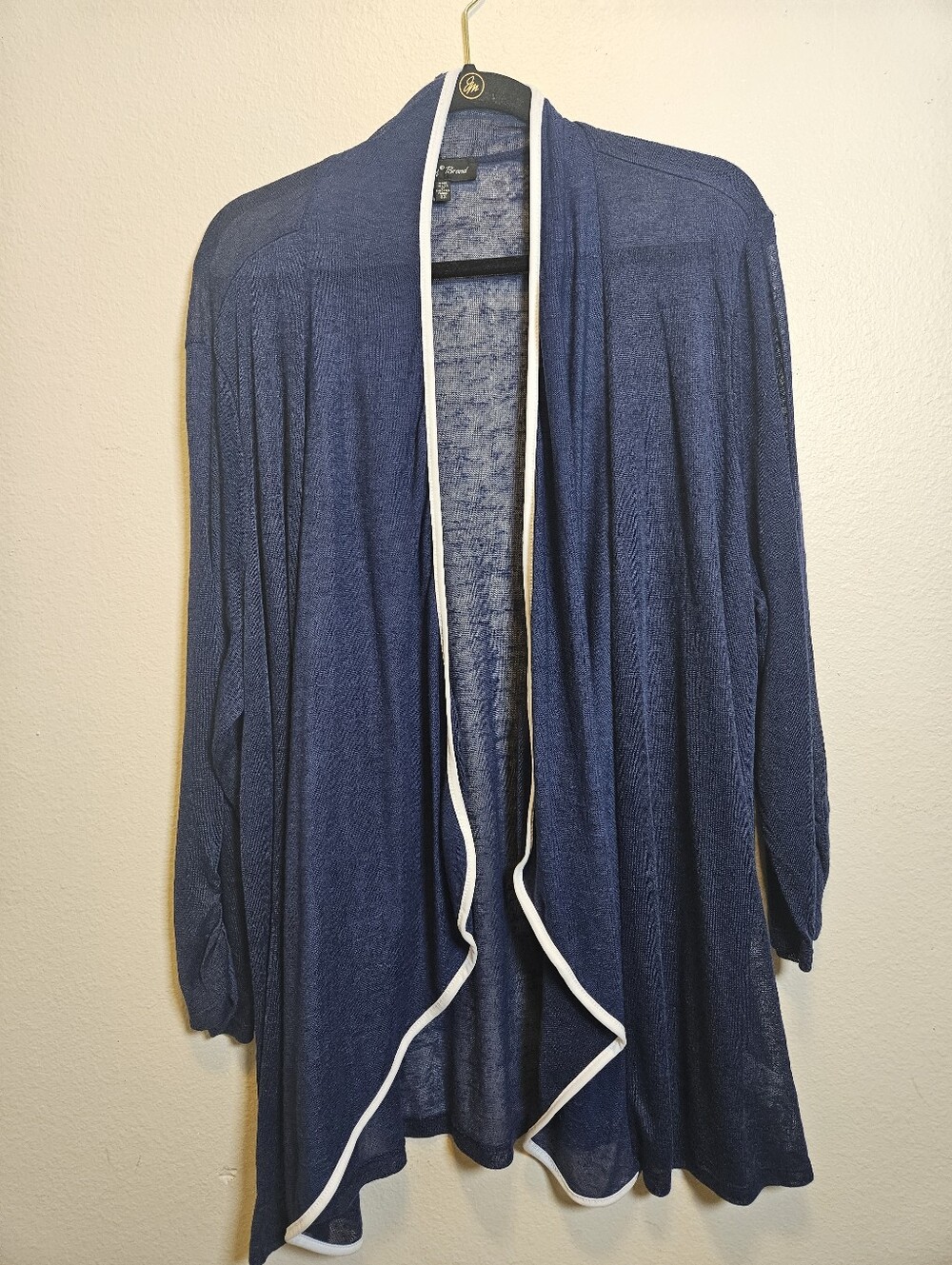 Slinky Brand 3x Cardigan Light Weight Navy Blue with White trim Plus Size